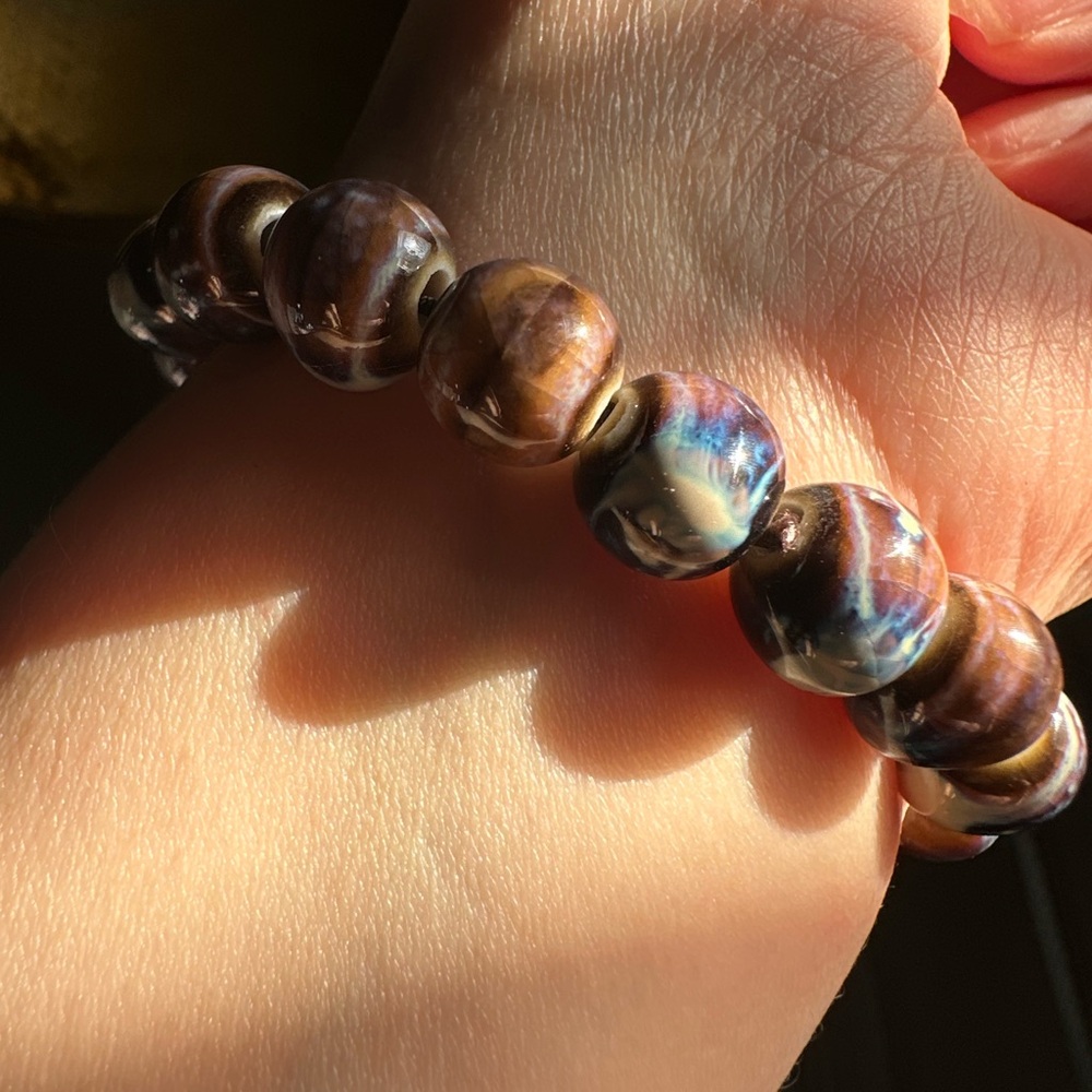 Ceramic Handmade Brown Multicolor Beaded Bracelet